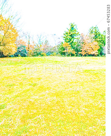[Autumn leaves] Lawn open space [Colored pencils] 67453283
