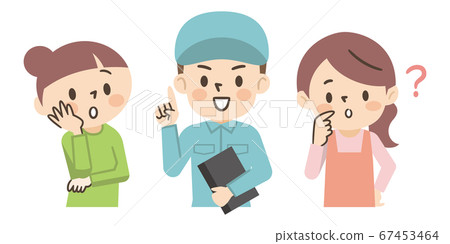 Housewives with doubts and worries and male workers who solve problems Housewives with doubts and worries and male workers who solve problems 67453464