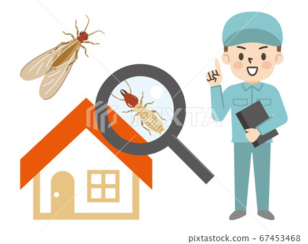 Image Illustration of Pest Control Worker and Termite 67453468