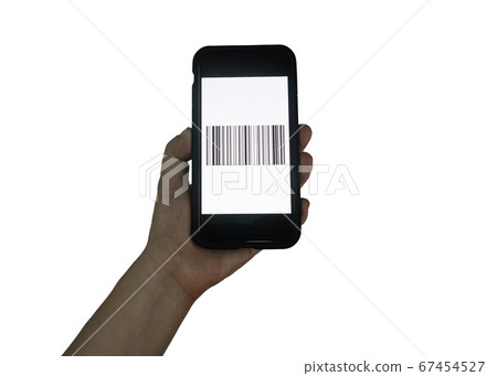 Hand presenting barcode Hand presenting barcode 67454527