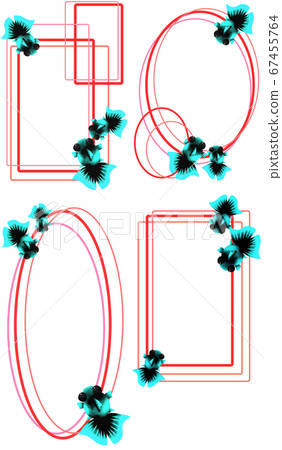 Vertical 4 types of light blue goldfish (red) Vertical 4 types of light blue goldfish (red) 67455764