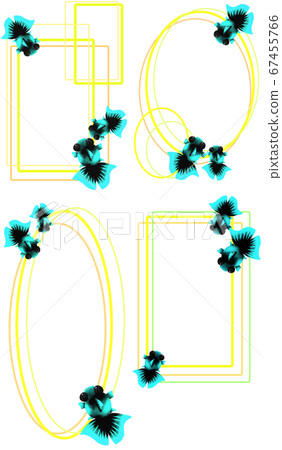 Vertical 4 types of light blue goldfish vertical frame (yellow) 67455766