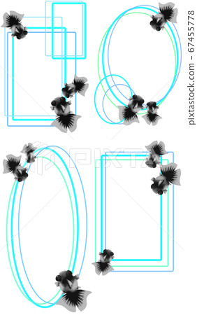 Vertical 4 types of gray goldfish vertical frame (light blue) Vertical 4 types of gray goldfish vertical frame (light blue) 67455778