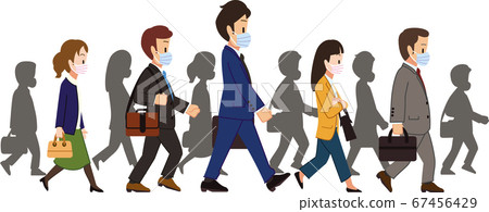 Businessmen commuting sideways Businessmen commuting sideways 67456429
