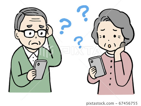 一位老人如何使用智能手機的插圖 67456755