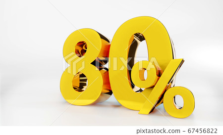 80% Golden symbol , 3D render 67456822