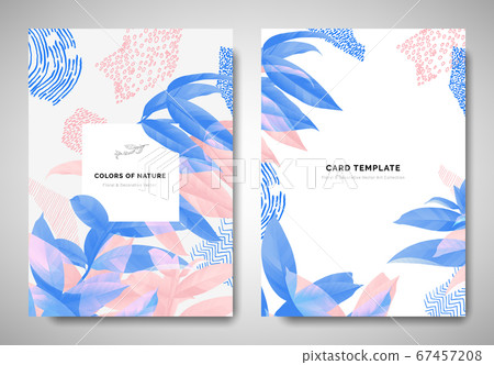 Greenery greeting/invitation card template design, leaves on branch with hand drawn doodle graphics Greenery greeting/invitation card template design, leaves on branch with hand drawn doodle graphics 67457208