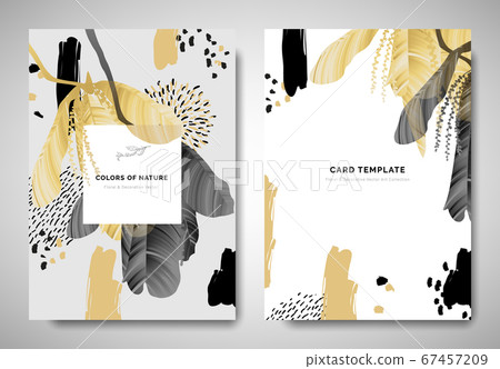 Greenery greeting/invitation card template design, leaves with flowers with hand drawn graphics Greenery greeting/invitation card template design, leaves with flowers with hand drawn graphics 67457209