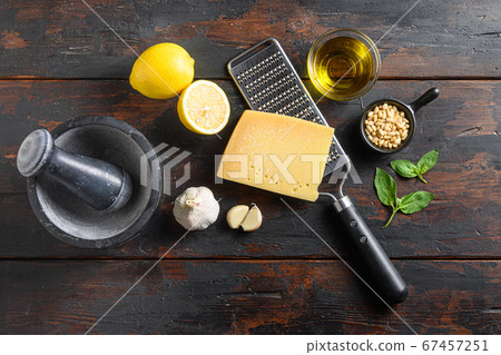 Italian food cooking ingredients for pesto sauce 67457251