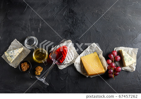 Assortment of cheeses, Camembert antipasto a glass 67457262