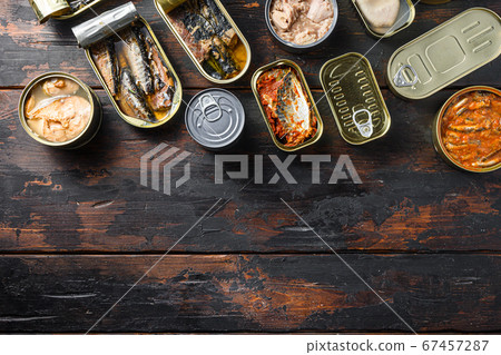 Conserves of canned fish with different types of 67457287