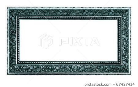 Vintage silver wood picture frame isolated on 67457434