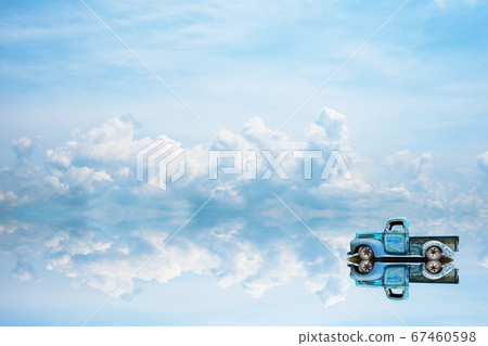 reflection car was parking on water on of lake and reflection car was parking on water on of lake and 67460598