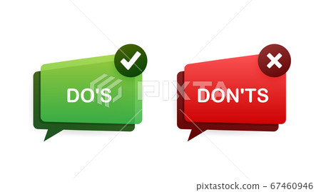 Do s and Don ts like thumbs up or down. flat simple thumb up symbol minimal round logotype element set graphic design isolated on white. Vector stock illustration 67460946