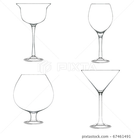 Set of hand drawn glasses for cocktail. 67461491