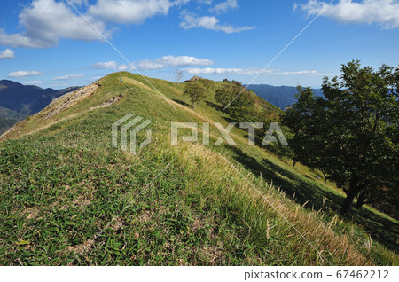 從中倉山西側到山頂,眺望草原的山脊 從中倉山西側到山頂,眺望草原的山脊 67462212