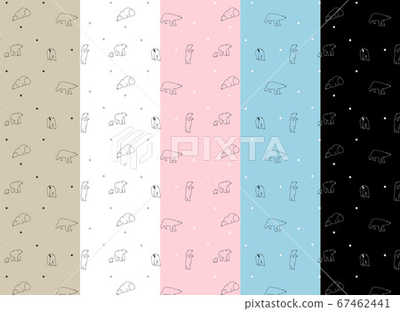 Handwritten illustration pattern/pattern (polar bear) 5 color set Handwritten illustration pattern/pattern (polar bear) 5 color set 67462441