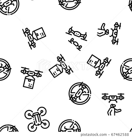 Drone Fly Quadrocopter Seamless Pattern Vector - Stock Illustration ...