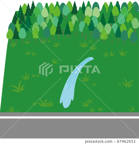 Sign of a landslide Ira of water blowing from the slope 67462652