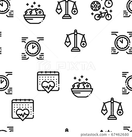 Healthy Lifestyle Seamless Pattern Vector 67462680