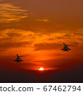 Mi-24 helicopters, warm sunset, sunset on the beach 67462794
