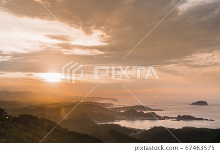 Jiufen Mountain Castle overlooking the sunset clouds on the North Coast Jiufen Mountain Castle overlooking the sunset clouds on the North Coast 67463575