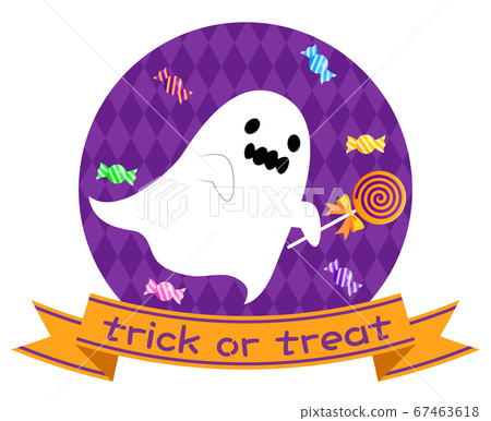 Illustration of Halloween ghost with sweets Illustration of Halloween ghost with sweets 67463618