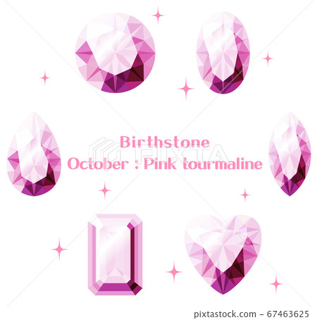 October birthstone: Pink tourmaline illustration set 67463625