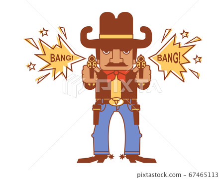 Cowboy with guns. Wild west gunslinger shoots Cowboy with guns. Wild west gunslinger shoots 67465113