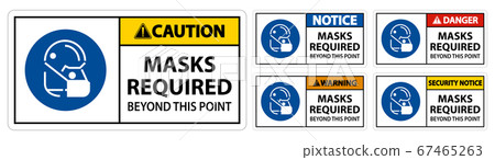 Caution Symbol Masks Required Beyond This Point... - Stock Illustration ...