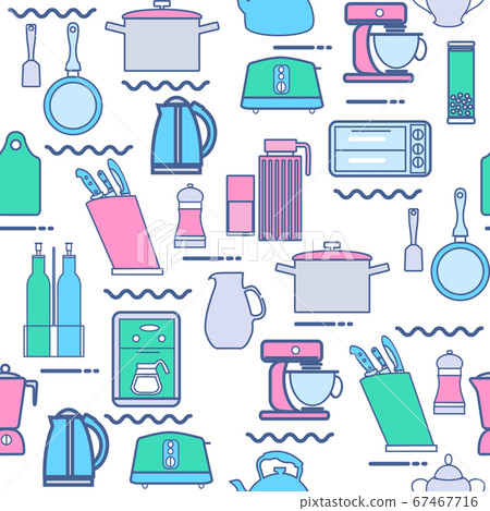 pattern with kitchen appliances and Kitchenware 67467716