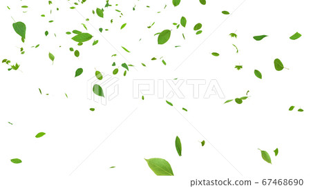 Green green ecology wind flying leaves 3D illustration CG background background 67468690