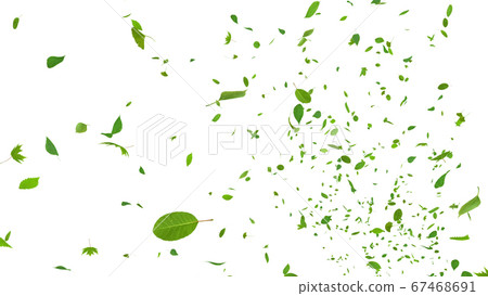 綠色綠色生態風飛行葉子3D圖CG背景背景 67468691