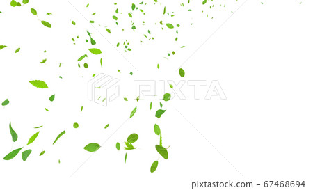 Green green ecology wind flying leaves 3D illustration CG background background 67468694
