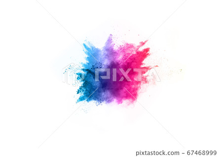 abstract powder splatted background. Colorful powder explosion on white background. Colored cloud. Colorful dust explode. Paint Holi. 67468999