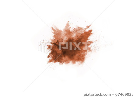 Brown color powder explosion on white background. Colored cloud. Colorful dust explode. Paint Holi. Brown color powder explosion on white background. Colored cloud. Colorful dust explode. Paint Holi. 67469023