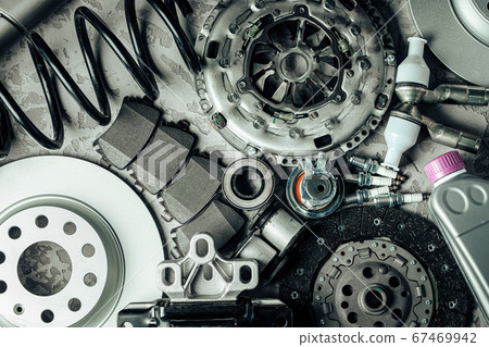 Close up of new spare car parts 67469942