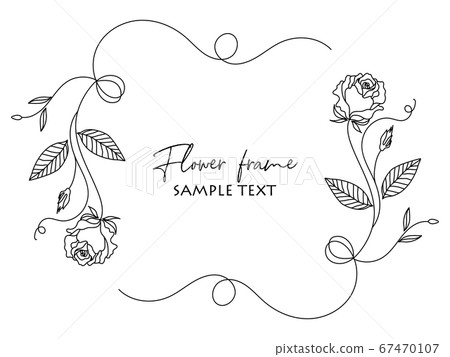 Flower Line Drawing Vector Illustration Frame Stock Illustration