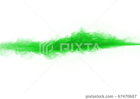 Green powder explosion on white background. Colored cloud. Colorful dust explode. Paint Holi. Green powder explosion on white background. Colored cloud. Colorful dust explode. Paint Holi. 67470687