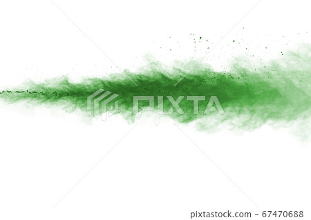 Green powder explosion on white background. Colored cloud. Colorful dust explode. Paint Holi. Green powder explosion on white background. Colored cloud. Colorful dust explode. Paint Holi. 67470688