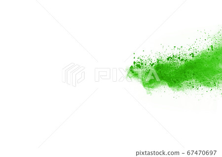 Green powder explosion on white background. Colored cloud. Colorful dust explode. Paint Holi. Green powder explosion on white background. Colored cloud. Colorful dust explode. Paint Holi. 67470697