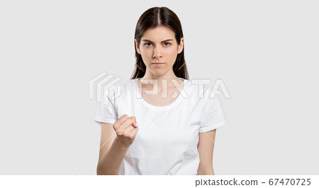 angry woman portrait strike riot female activist 67470725