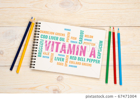 vitamin a foods cloud, notebook with colorful 67471004