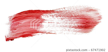 Stain swatch of a red matte lipstick on white background Stain swatch of a red matte lipstick on white background 67471902