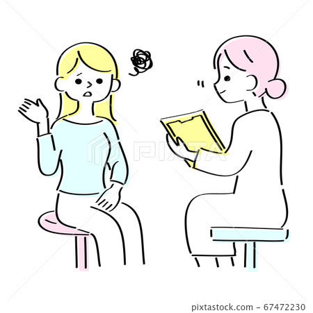 一位女性藍,就身體和精神疾病向女醫生諮詢 一位女性藍,就身體和精神疾病向女醫生諮詢 67472230