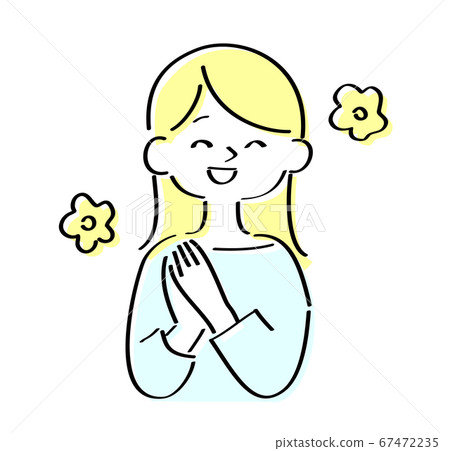 一個自信地微笑的女人黃色 一個自信地微笑的女人黃色 67472235