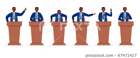 A male african-american politician has a speech. 67472427