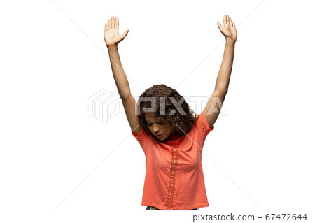Young african-american woman with funny, unusual popular emotions and gestures isolated on white studio background Young african-american woman with funny, unusual popular emotions and gestures isolated on white studio background 67472644