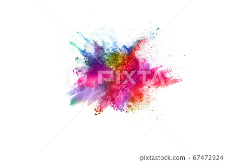 abstract powder splatted background. Colorful powder explosion on white background. Colored cloud. Colorful dust explode. Paint Holi. 67472924