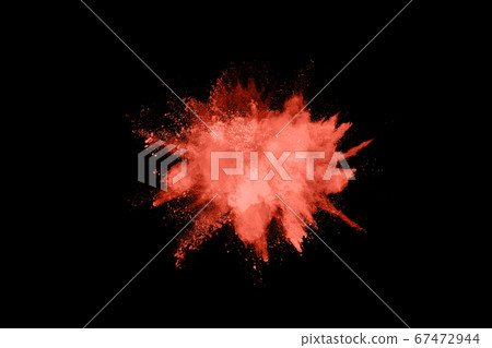 Living Coral color powder explosion on white background. Colored cloud. Colorful dust explode. Paint Holi. Living Coral color powder explosion on white background. Colored cloud. Colorful dust explode. Paint Holi. 67472944